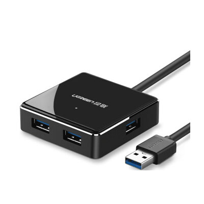 绿联20787高速HUB扩展坞集线器  USB3.0一拖四 延长线1米 黑色