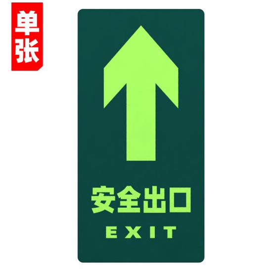 绿消地贴标识指示牌 夜光安全出口（直行）15cm*30cm 单张