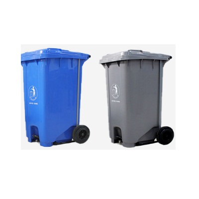 环群分类垃圾桶-可回收+其他垃圾（组）（脚踏带轮100L）