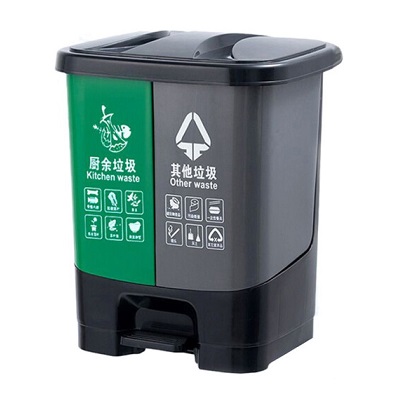 塑料分类垃圾桶-绿灰连体40L（单桶20L）