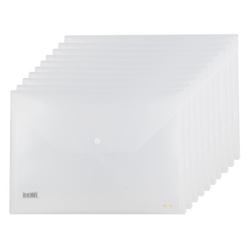 得力No.5501A文件袋A4加厚透明按扣 单个