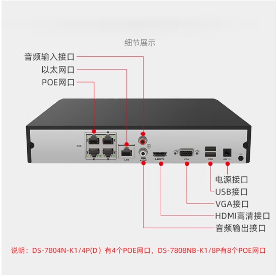 海康威视DS-7808N-K1/8P硬盘录像机