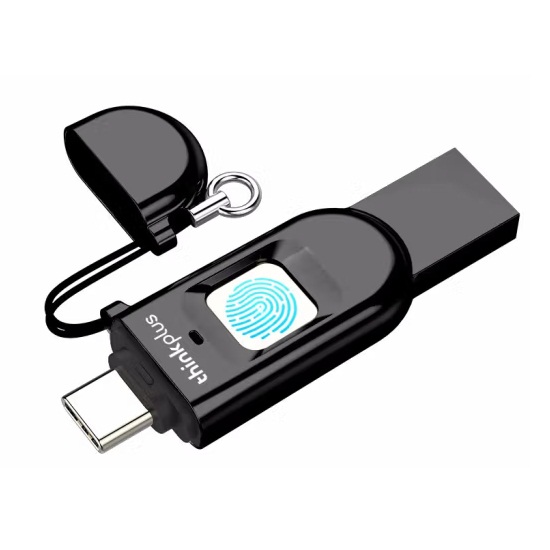联想TFU301双接口指纹加密解锁U盘64GB USB3.0黑色