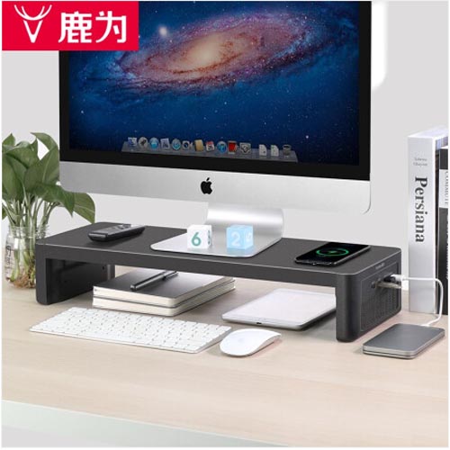 鹿为ZGB201电脑显示器增高架USB3.0扩展 铁艺音响