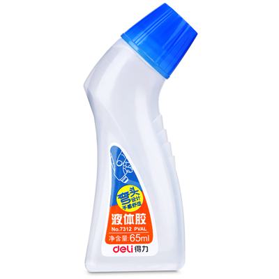 得力7312胶水办公透明液体胶水手工学生胶水65ml（蓝色）单瓶