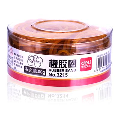 得力3215橡胶圈(黄)(100g/筒)