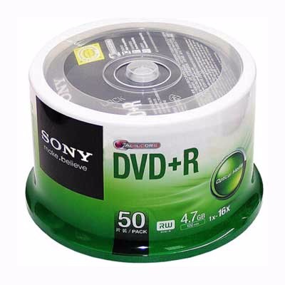 索尼16速4.7G桶装50片DVD+R刻录盘
