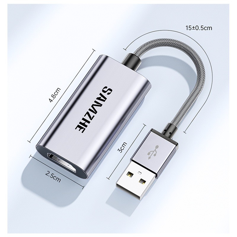 山泽CJQ-015B视频采集器 USB2.0公转HDMI母0.15米