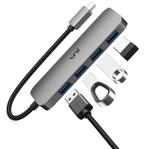 uni Type-C转USB3.0分线器 高速4口扩展坞 一拖四 0.15米