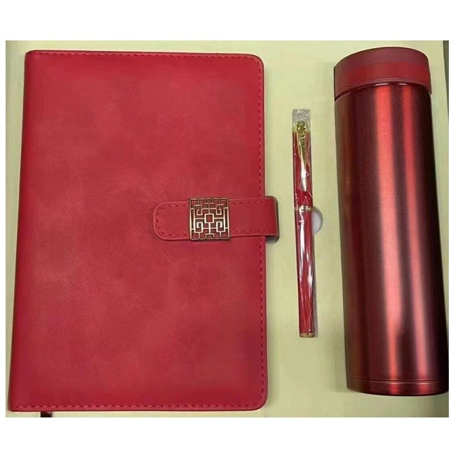 萨搏 简约笔记本三件套装 红色本+红色签字笔+保温杯