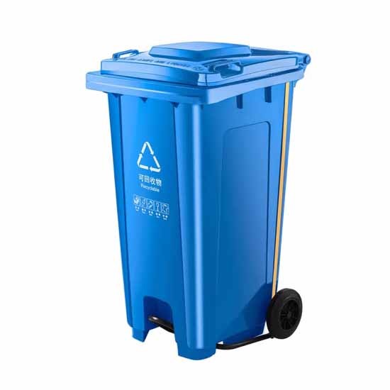 蓝鲸环卫蓝色垃圾桶-可回收垃圾 脚踏款 120L