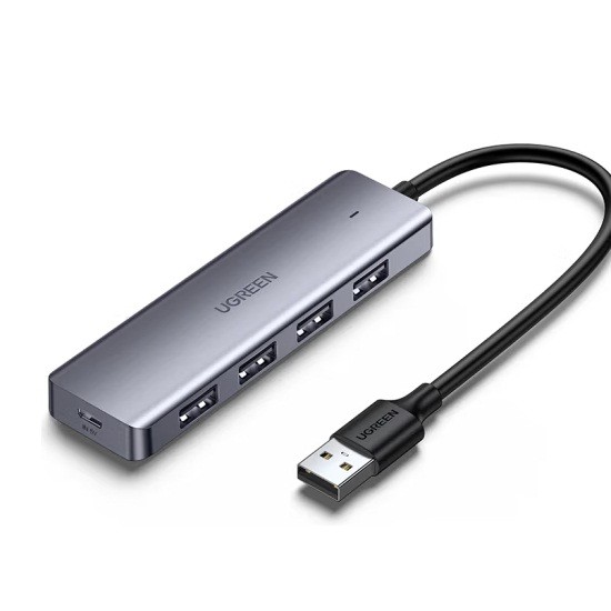 绿联50985 USB3.0分线器扩展坞 高速4口 Type-C供电 0.15米