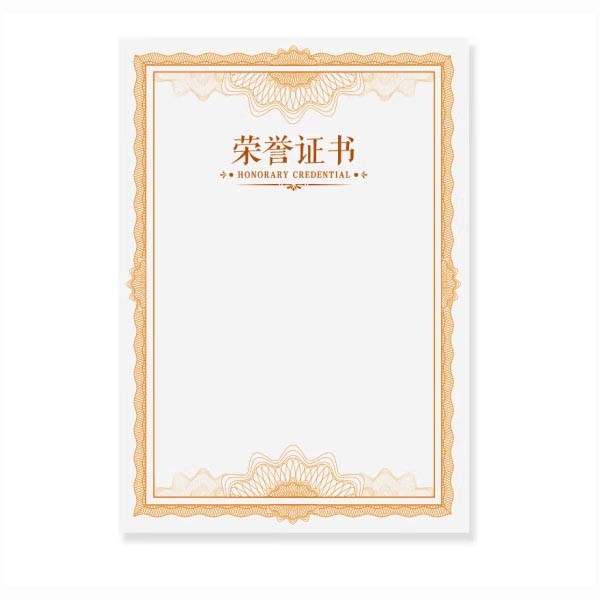 国俊众搏证书内页竖版金色210*297mm 10张