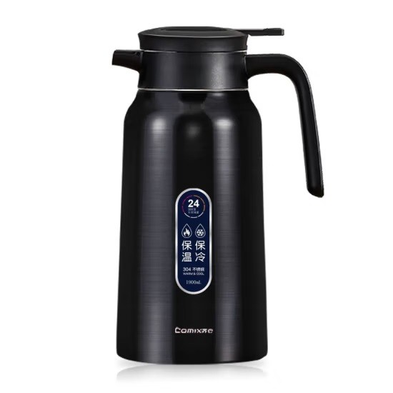 齐心 LC-104大容量不锈钢保温壶 幻夜黑 1900ML