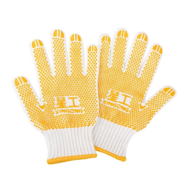 星工XGS-D1劳保线手套黄点胶防滑耐磨 单付装